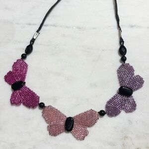 Beautiful Unique Peyote Stitch Hand Woven Butterfly Necklace